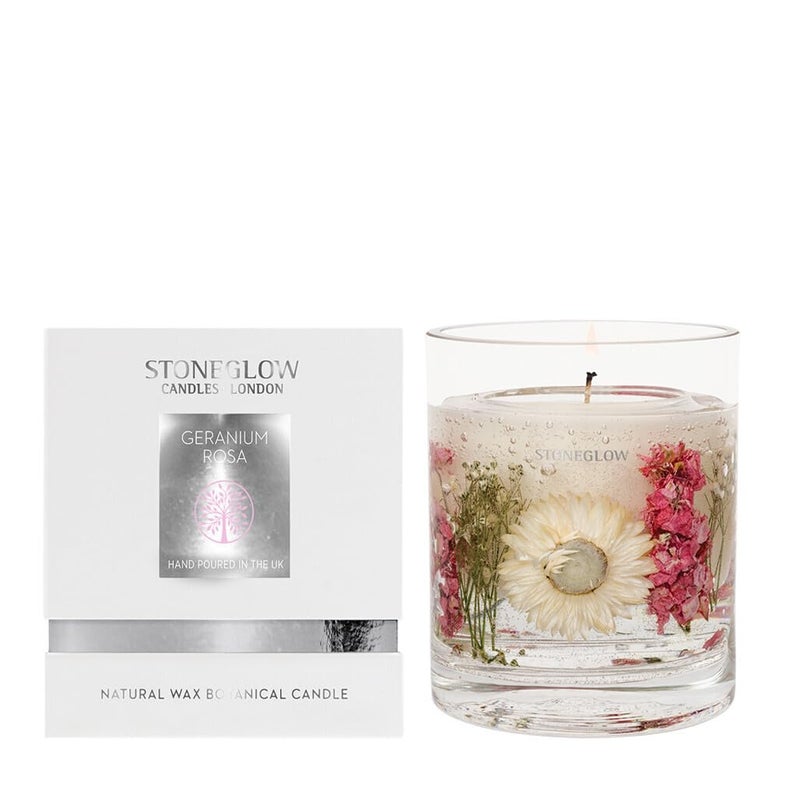 Stoneglow - Nature's Gift - Geranium Rosa - Scented Natural Wax Gel Tumbler Candle (120 x 100mm)